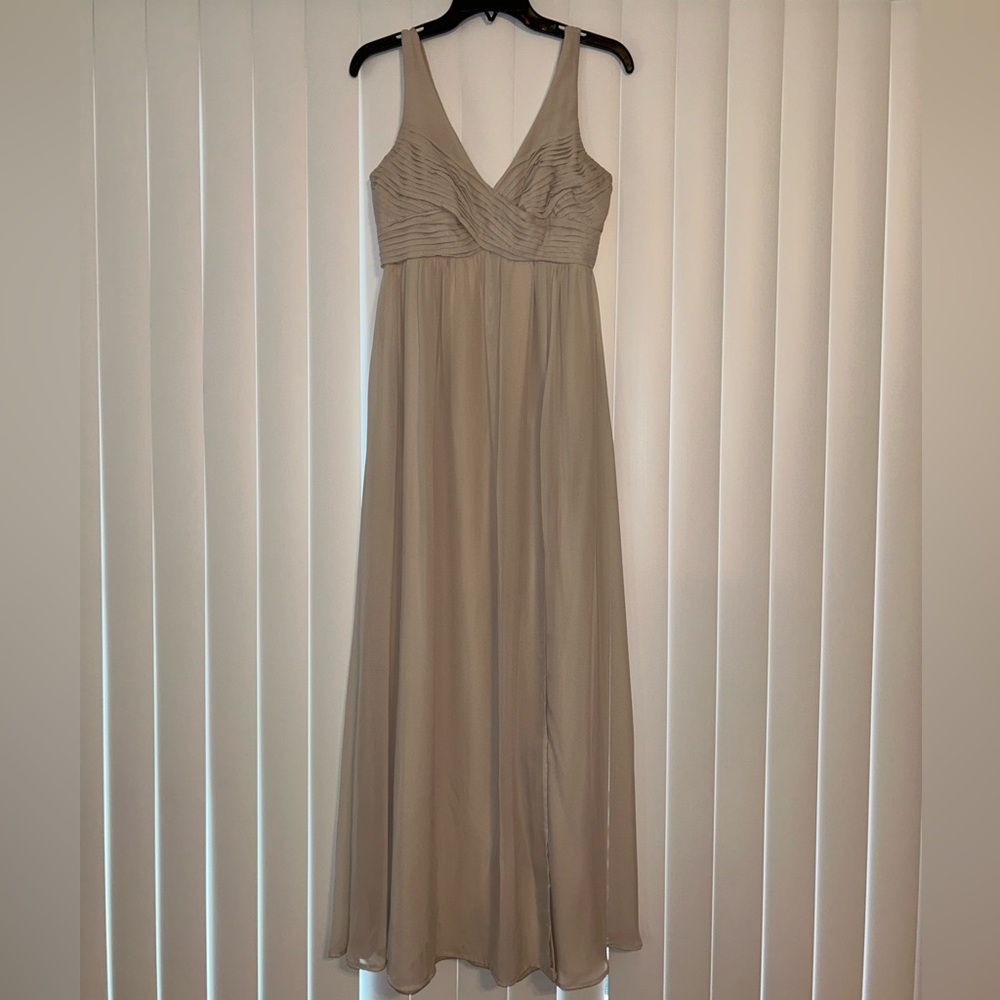 BIRDY GREY Laurie Empire Bridesmaid Dress in Neutral Champagne